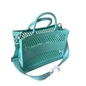 Unbranded Tiffany Blue Jelly Tote Crossbody Bag. NWOT